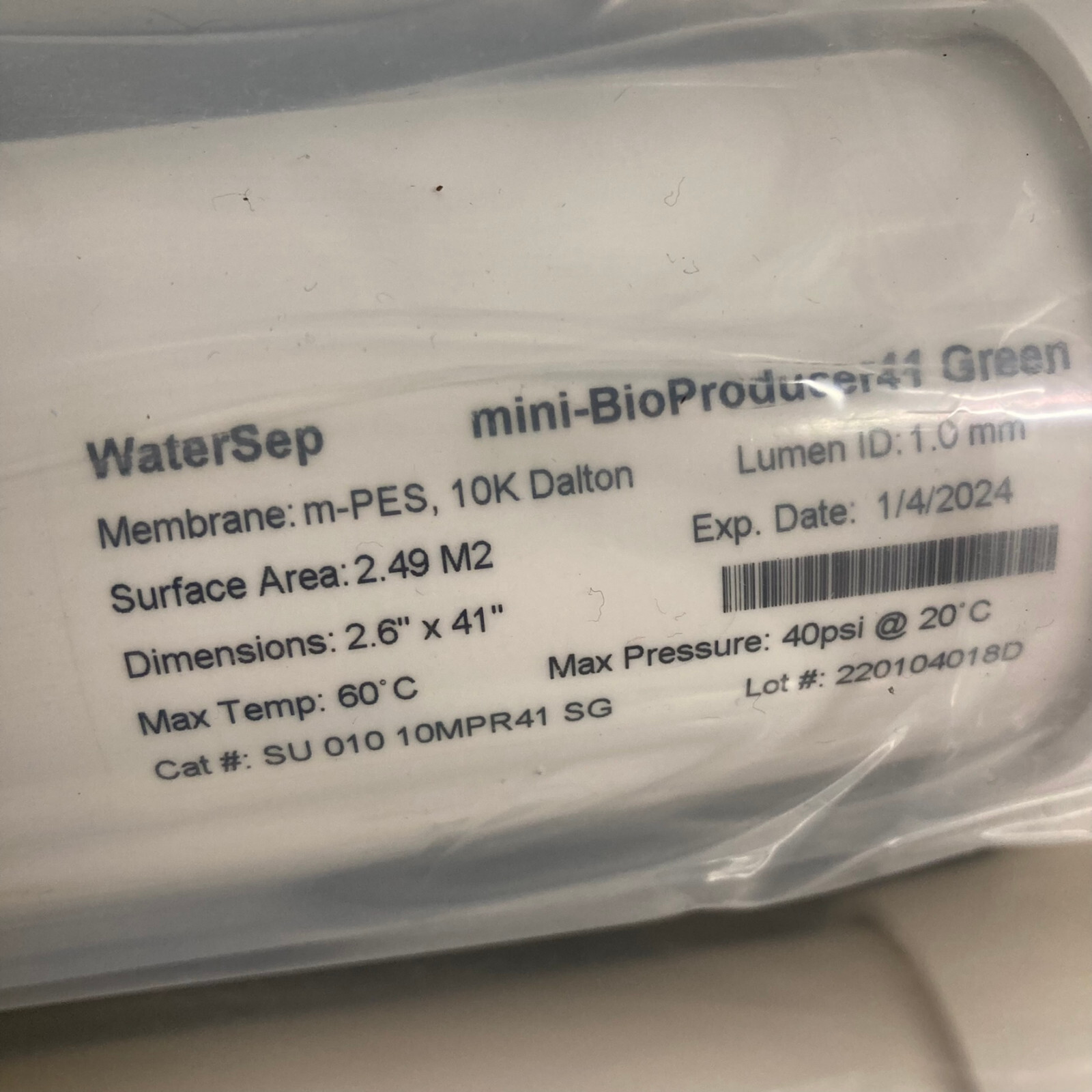 Hollow Fiber Filter Cartridge – WaterSep – 010-10MPR41 – 10k Dalton – 1.0mm