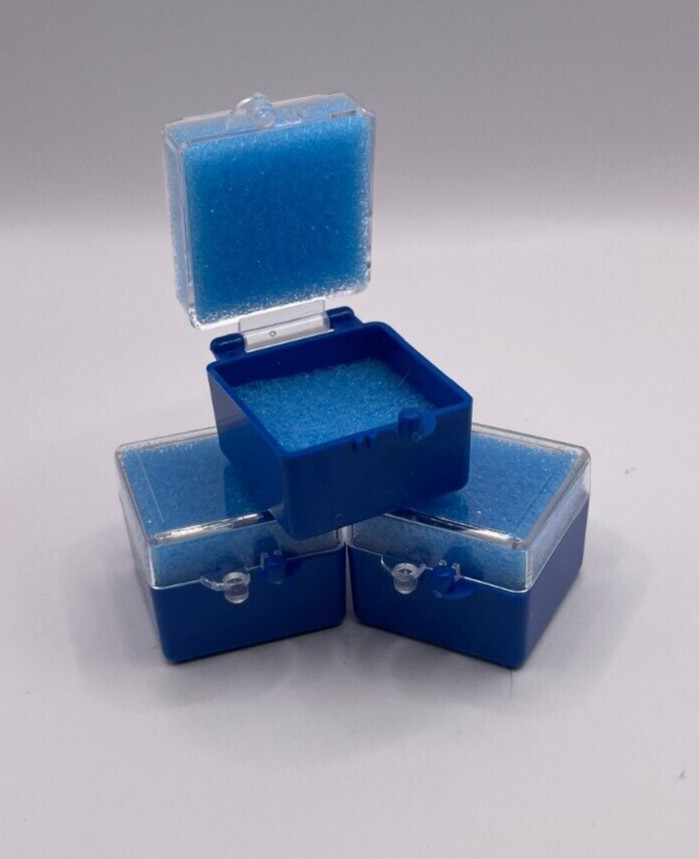 50 Pack, 1″ Blue Crown Foam Case Container Hinged Display Box Jewelry Teeth