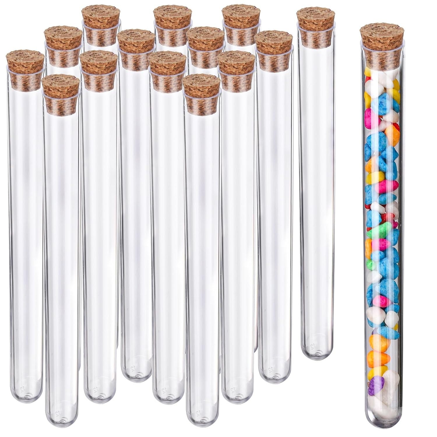 15pcs Clear Plastic Tubes with Cork 15ml – Perfect for Science & Crafts
