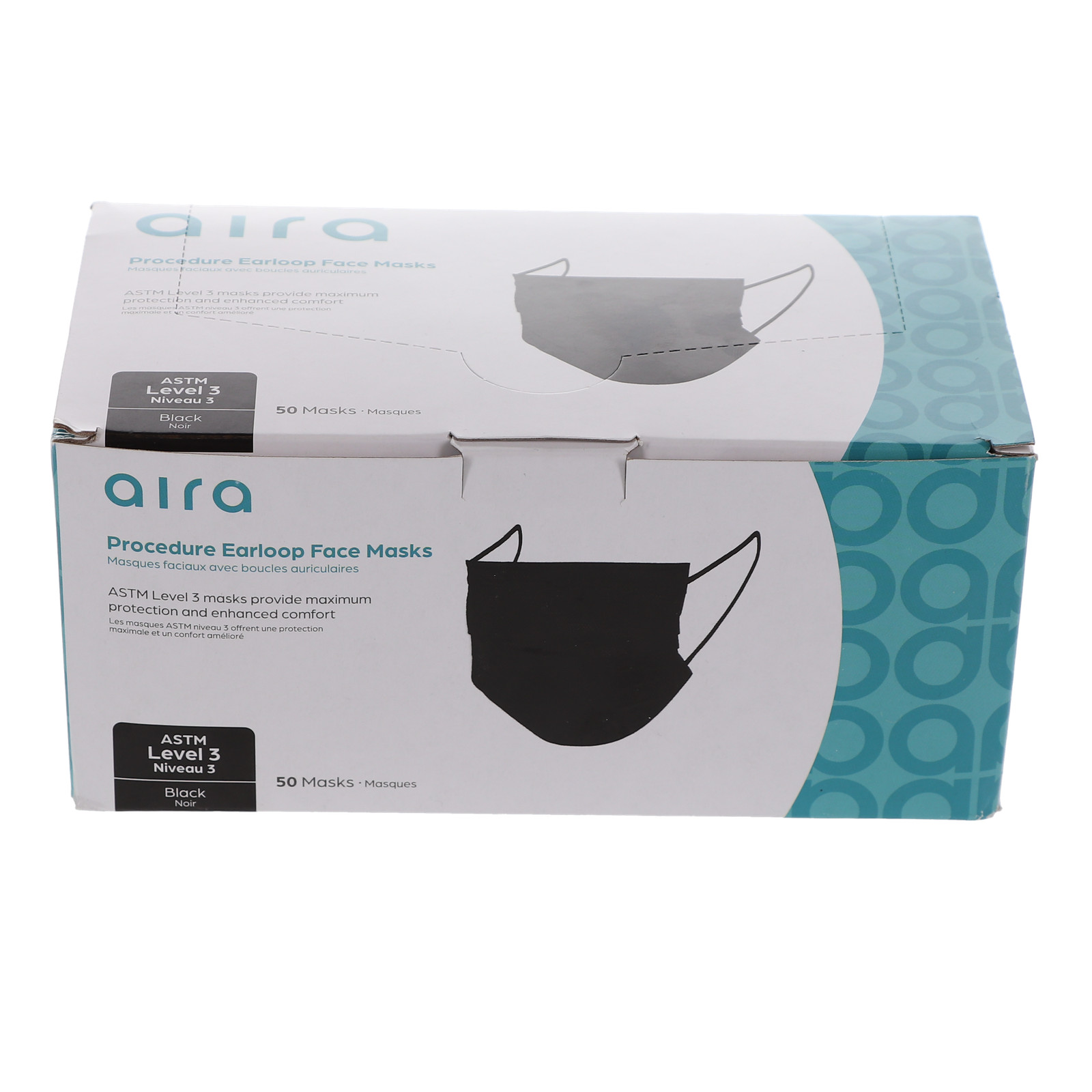 House Brand Dentistry 109132 Earloop Face Masks 3-Ply ASTM Level 3 Black 50/Pk