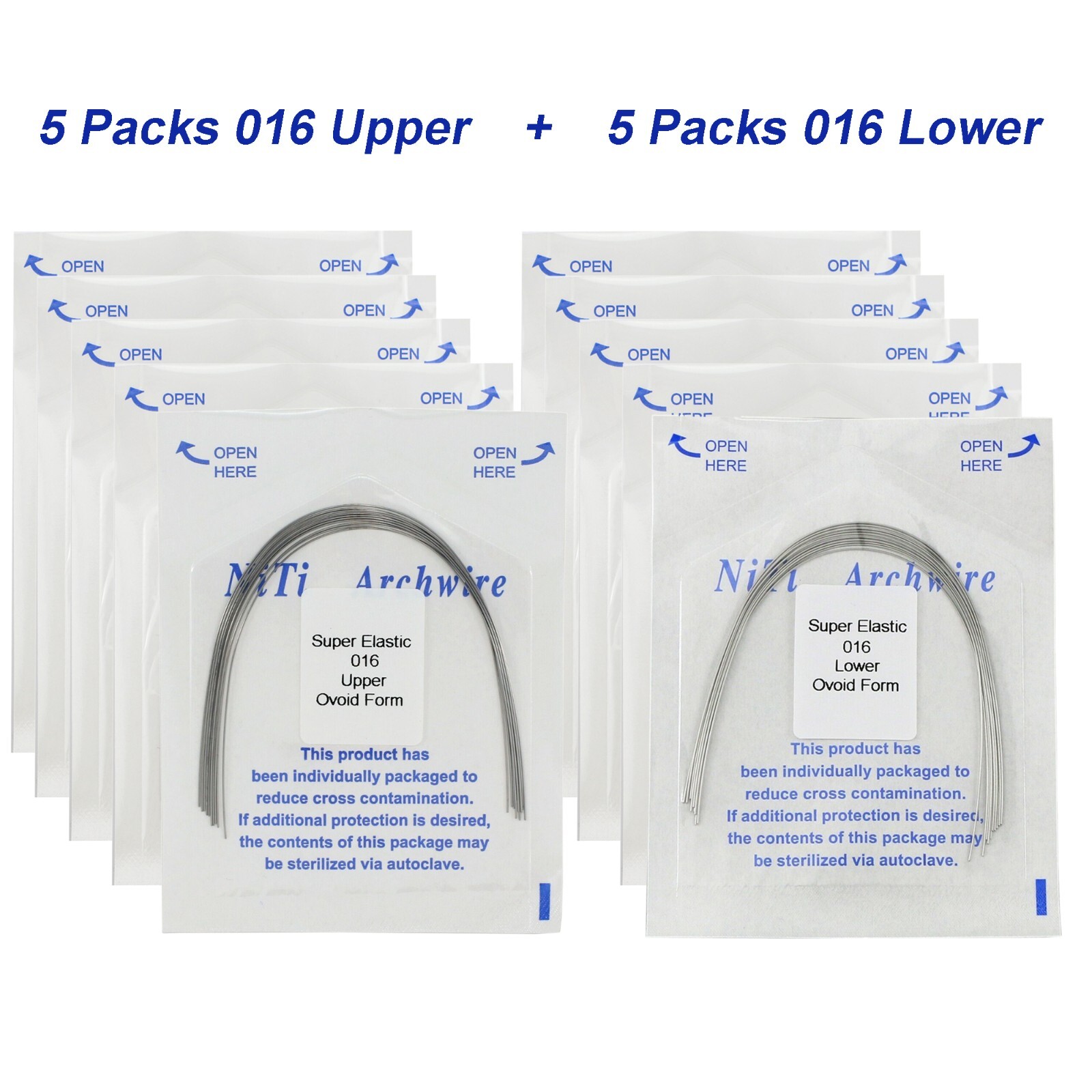 100Pcs Dental Orthodontic Arch Wire NiTi Stainless Steel Round Rectangular Ovoid