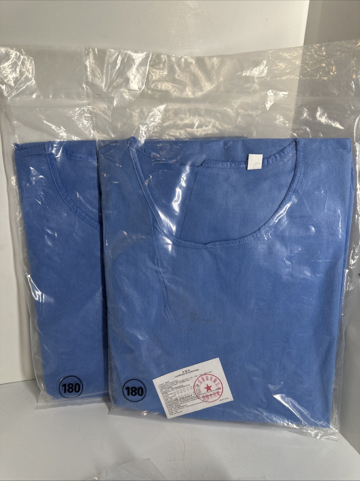 Lot of 9 BlueIsolation Gowns Mixed Sizes 170 180 185 Disposable Non-Sterile