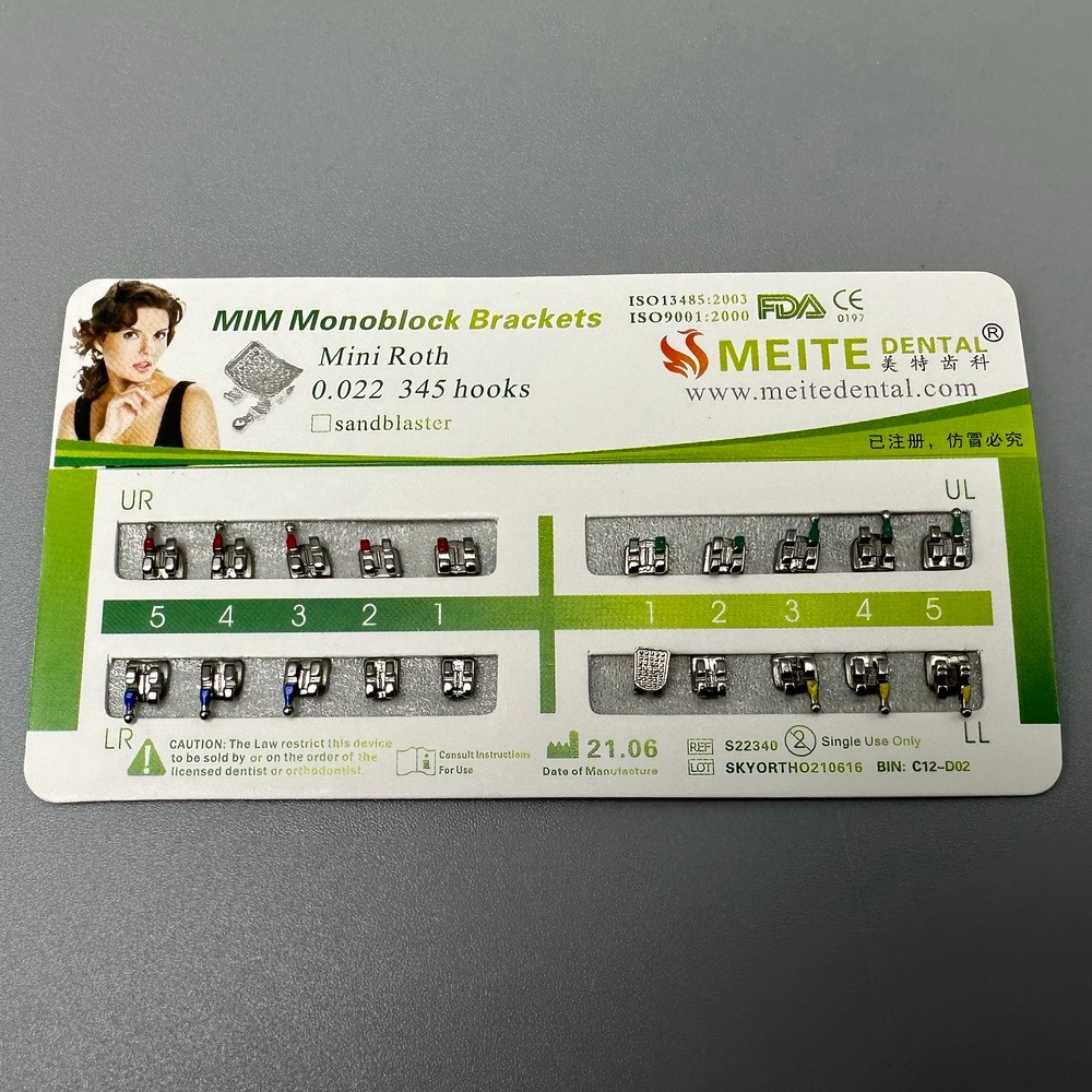 10Set Dental Brackets Monoblock Mini MBT/Roth 022 Slot Metal Orthodontic Bracket