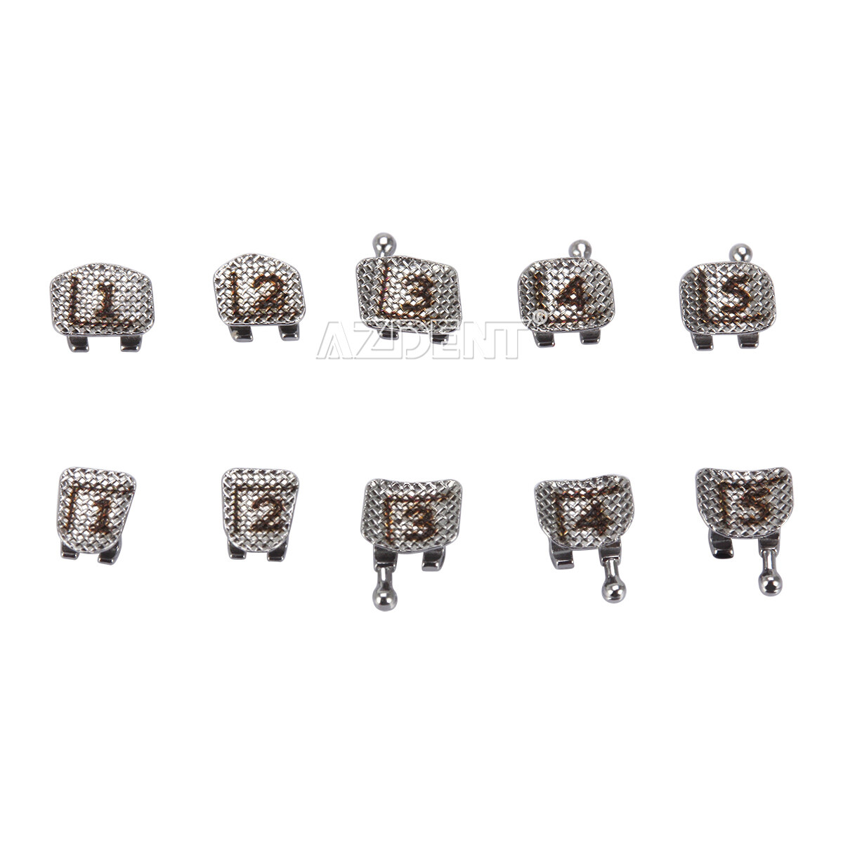 AZDENT Dental Orthodontic Bracket Braces Mini Roth/MBT .022 Hooks 345 Laser Mark