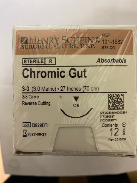 Henry Schein Dental 3-0 Chromic Gut Suture C6 27″ same as Look 560B