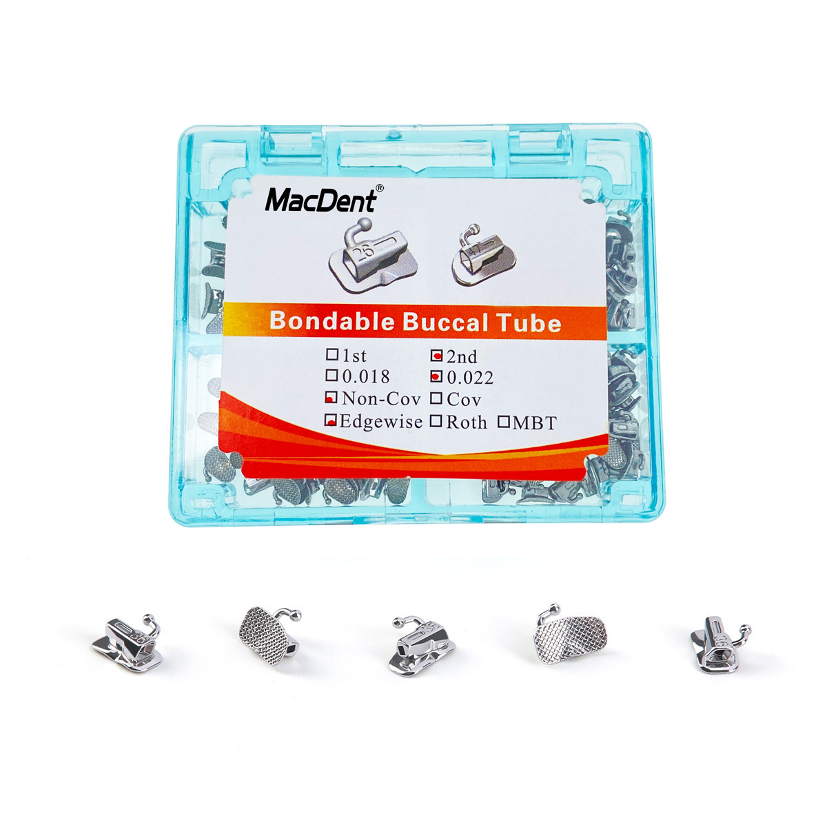 Dental Orthodontic Buccal Tubes 1st 2nd Molar Roth/MBT 022 018 Bondable Non-Conv