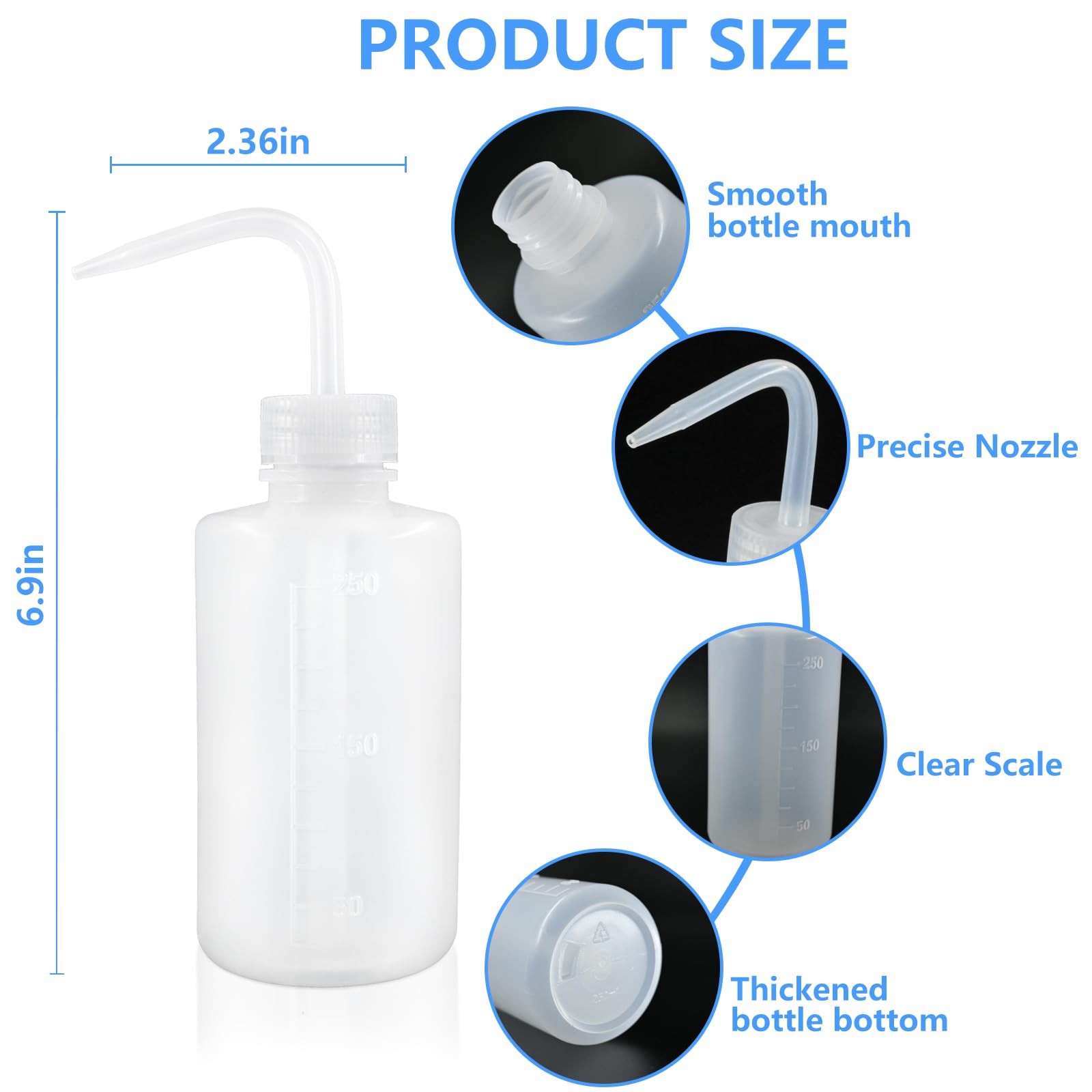 DTDNZKN 2 Pack 8oz 250ml Wash Bottles with Narrow Mouth and Labels – Ideal