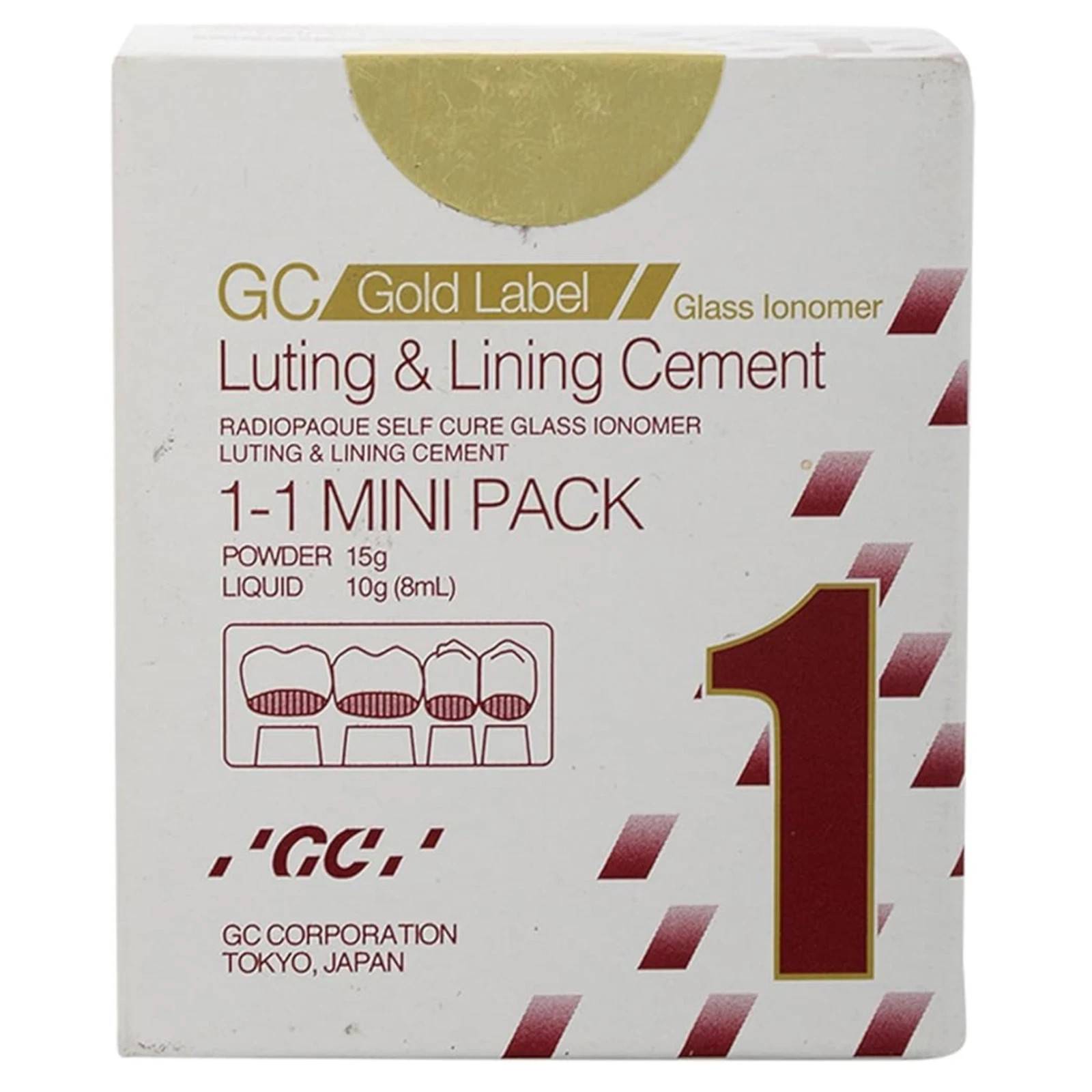 GC Fuji 1 Mini Pack Dental Glass Ionomer Luting Cement GIC Crown Bridge Bonding