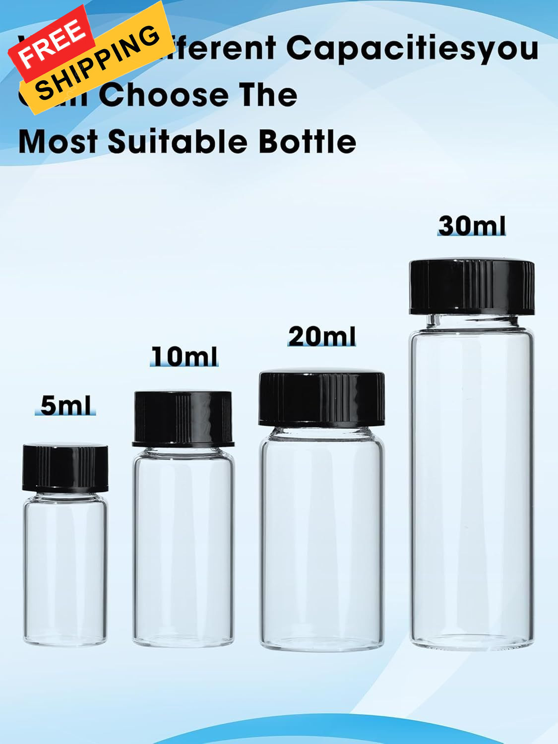 20ml Clear Small Glass Vials with Screw Caps, for 20ml-10pcs