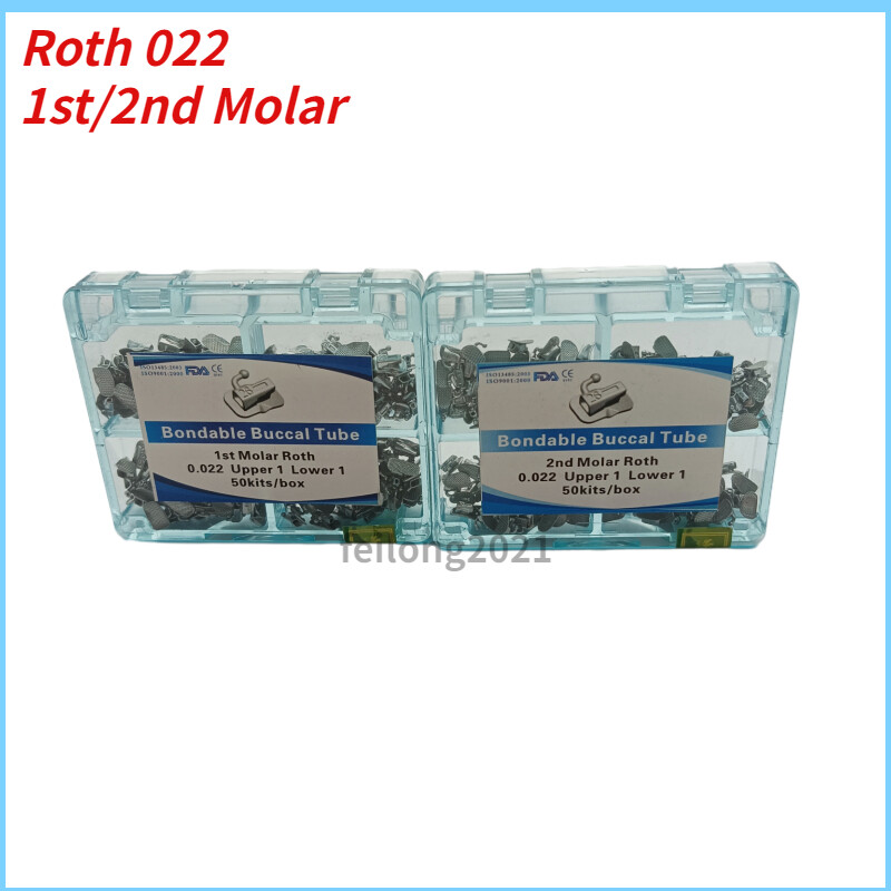 50Sets Dental Orthodontic Buccal Tube 1st 2nd Molar Roth/MBT 022/018 Mesh Base