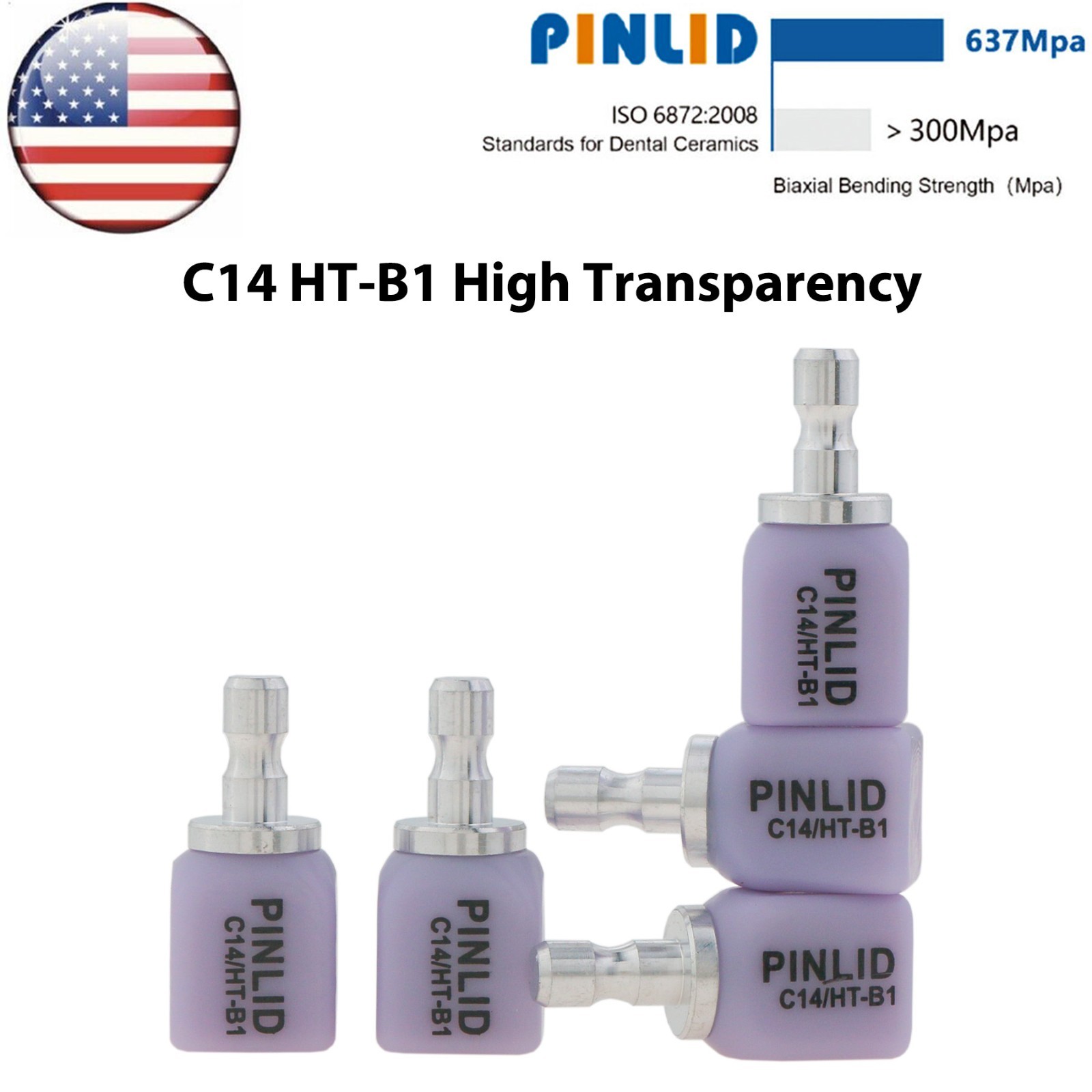 US Dental Lithium Disilicate Glass Ceramic Blocks C14 HT CAD CAM CEREC Blocks