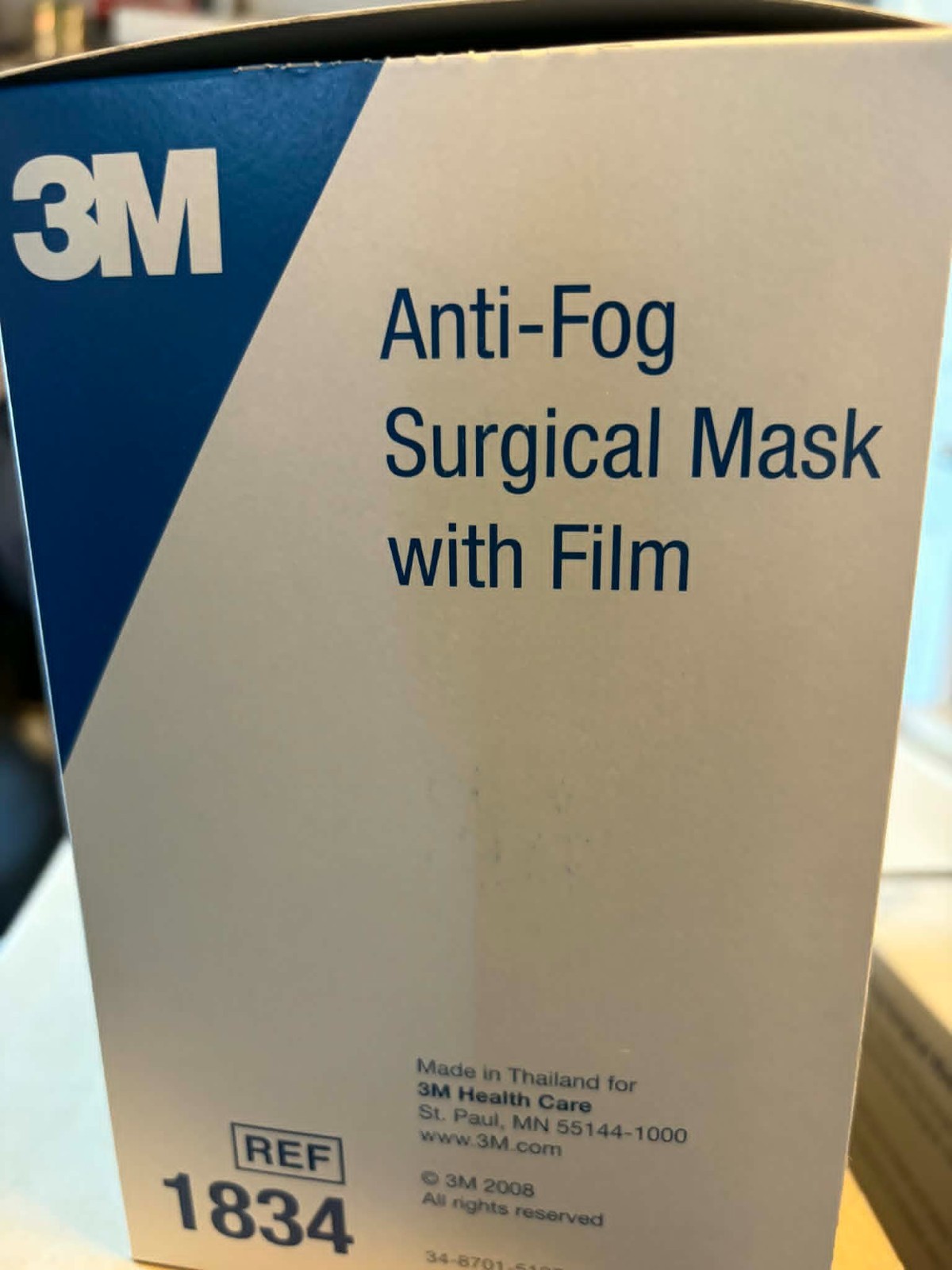 *50-Pieces* 3M Health Care 1834 Tie-On Anti-Fog Surgical Masks with Film