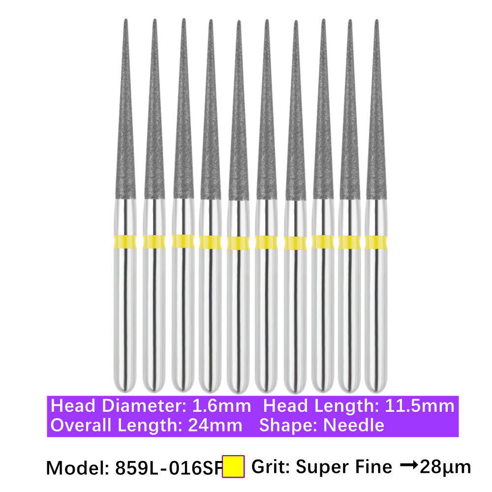 10pc Vakker Friction Grip Diamond Burs Needle Burs for High Speed Handpiece
