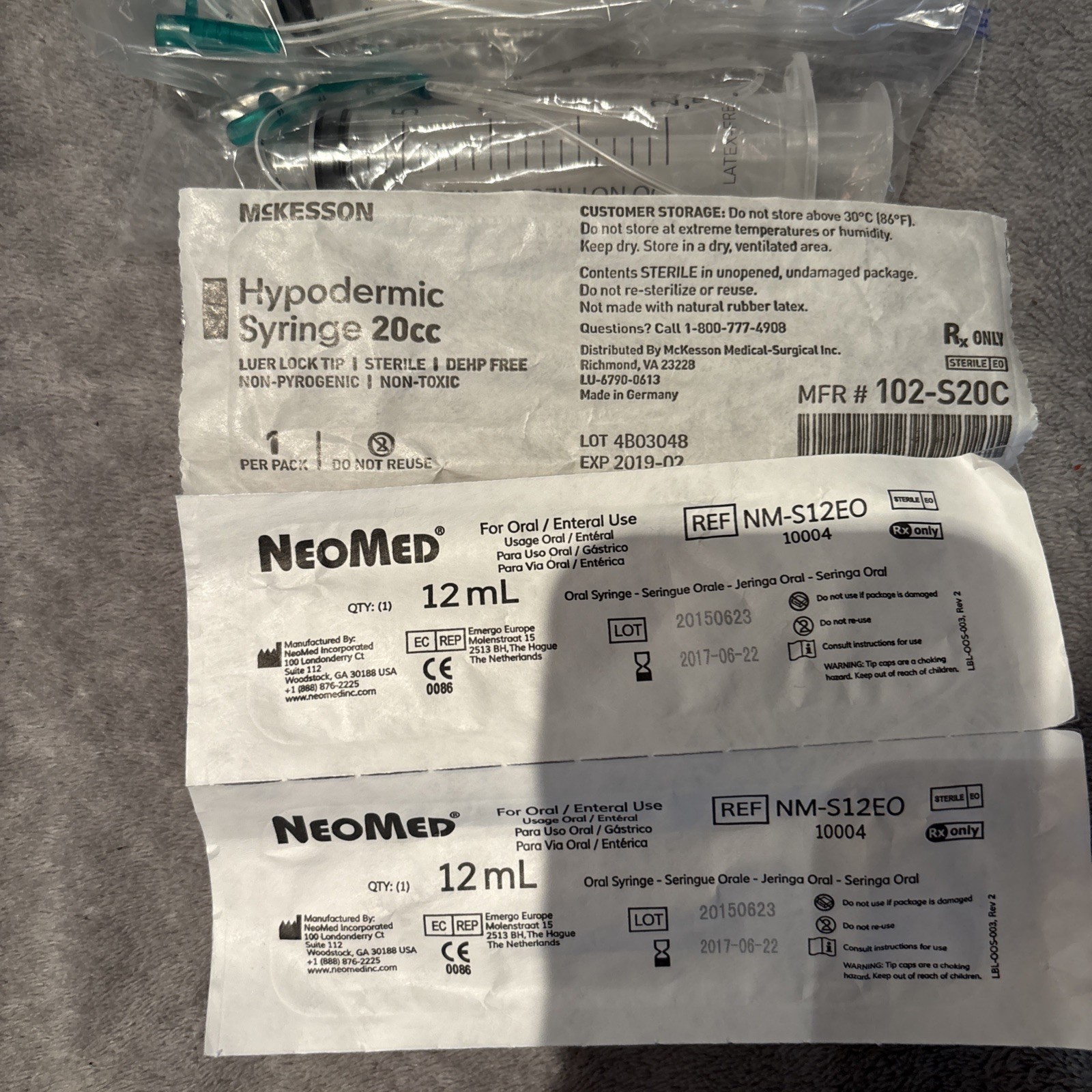 Lot Of 7 Neomed Oral Syringe with EnFit connector 12mL (2) 20mL(3) 3 mL(2)🔥‼️