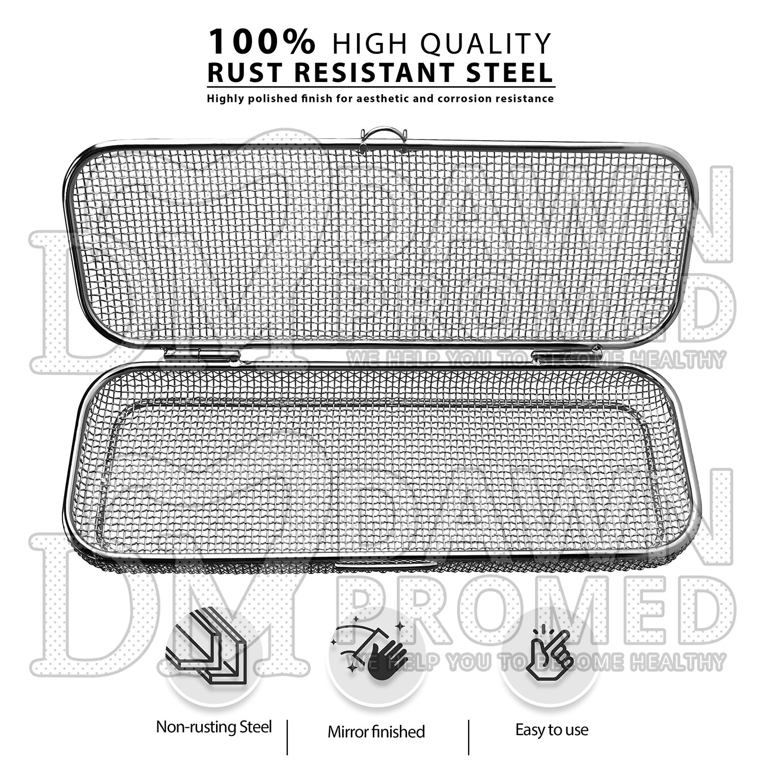 Sterilization Cassette Tray 9.25″ x 3″ Perforated Mesh Box Stainless German Gr