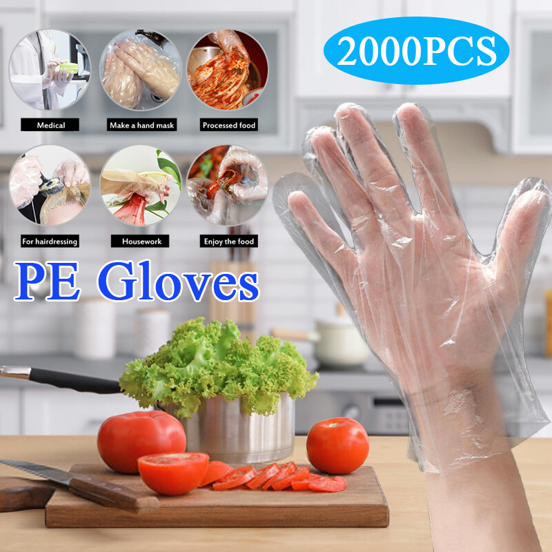 2000PCS Disposable Clear PE Gloves Plastic Hand Work Gloves for Cooking Catering