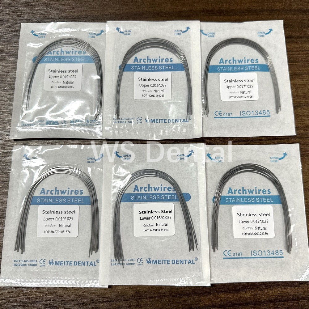 100Pc Ortho Dental Arch Wire S.S Natural Stainless Steel Wires Round Rectangular