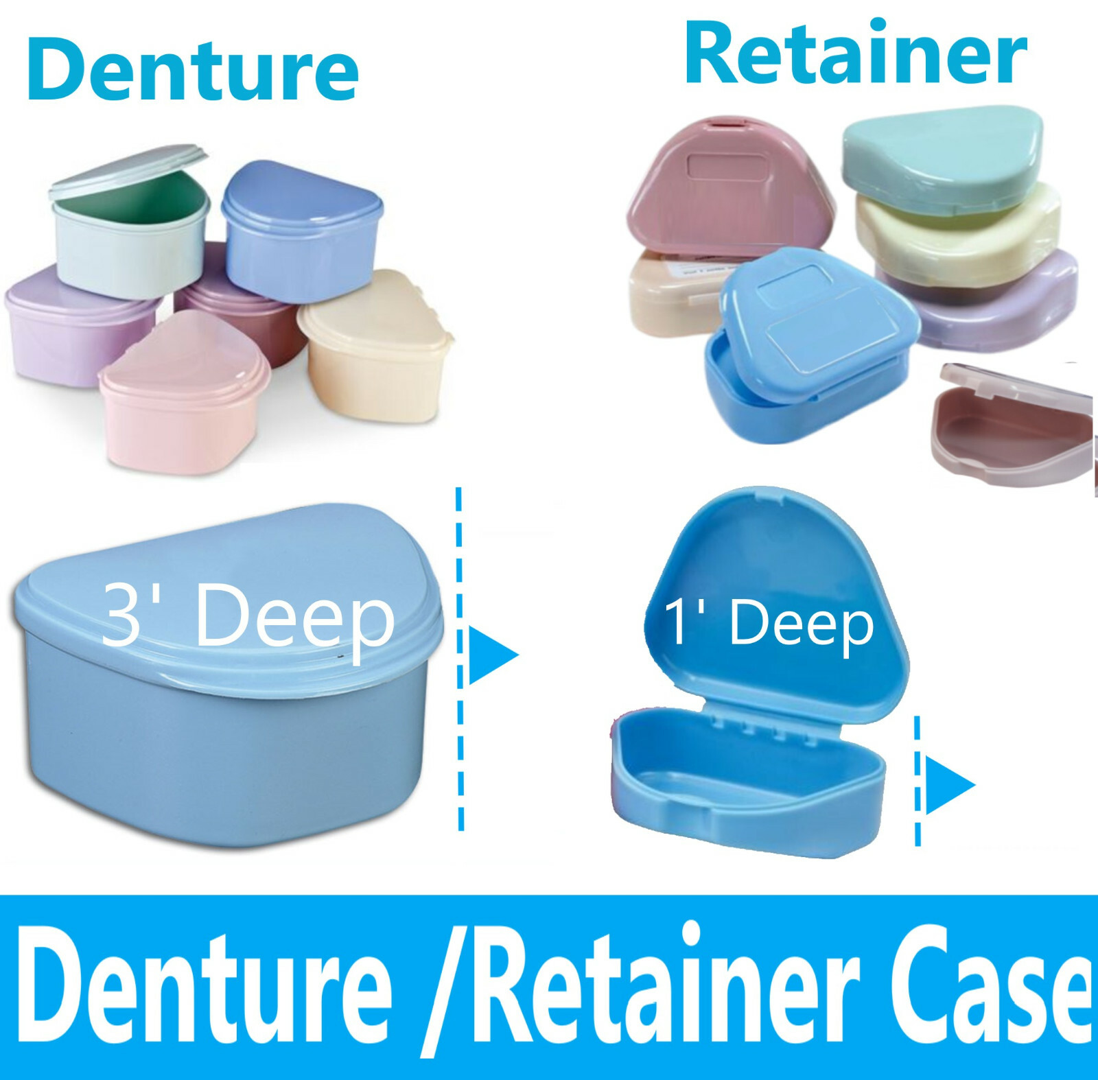 Dental Denture Box case carrier – 3′ Deep or Retainer Box – 1′ Deep, Upto 100Pk