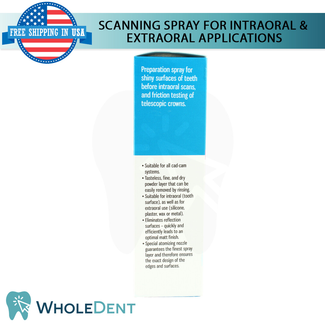 Intraoral CAD CAM Scan Spray For Dental Scanner Restorations Lab Digital 3D 75ml