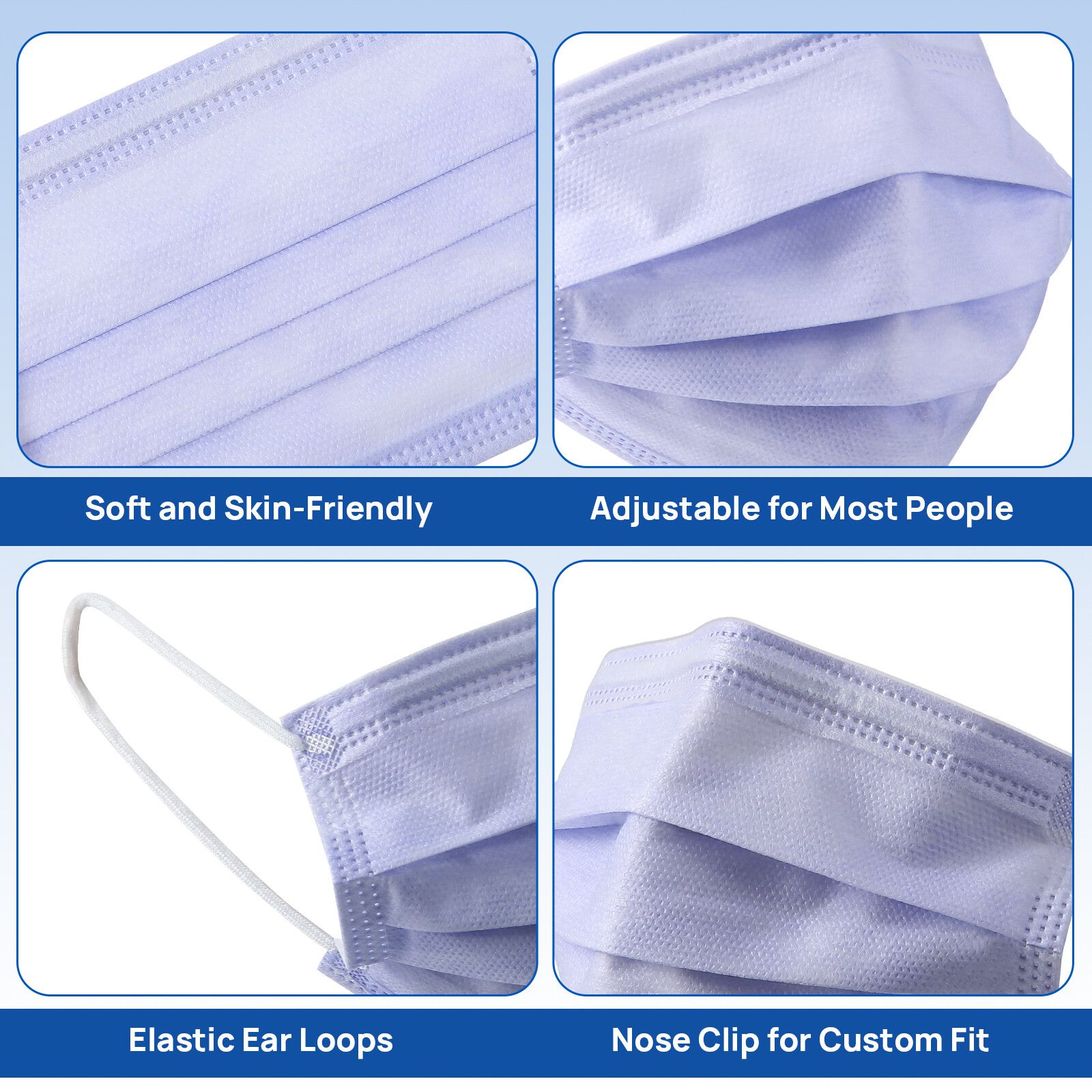ASTM Level 1 Disposable Face Mask Medical Surgical 3 Ply Ear loop Black Masks
