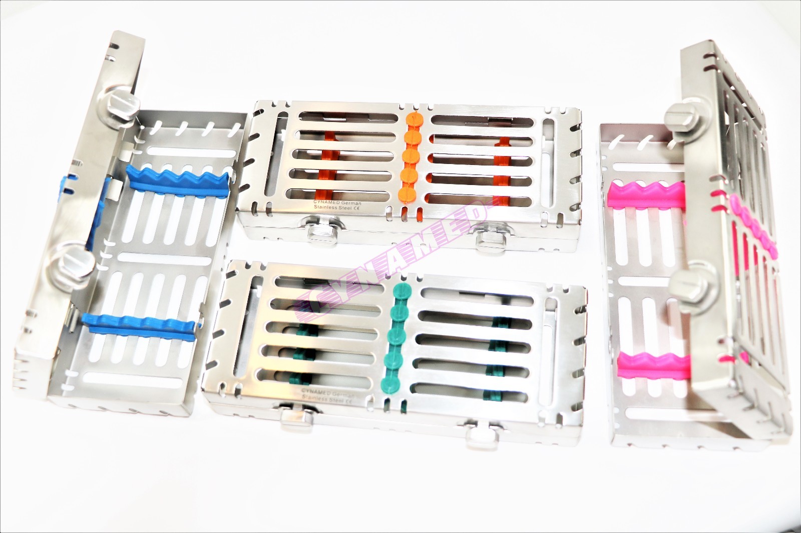 4 EA STERILIZATION CASSETTE WITH DOUBLE BUTTONS FOR 5 INSTRUMENTS AUTOCLAVABLE