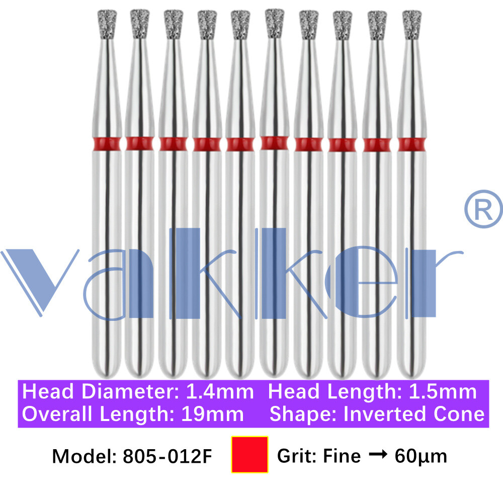 Vakker 10pc Dental Diamond Burs Inverted Cone & Amalgam Buster Handpiece Bur