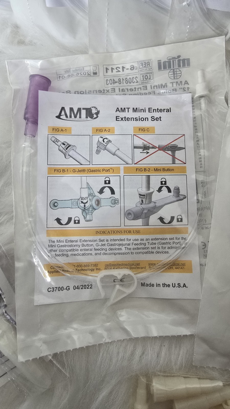 10 AMT Mini Enteral Extension 6-1211, 2 enfit syringes, and adapters NEW bundled