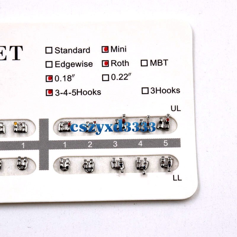 Dental Orthodontic Brackets Brace Roth/MBT/Edgewise 018/022 NO. 3/345 Hooks