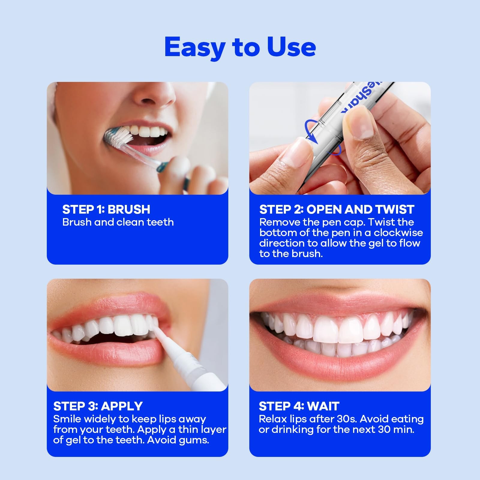 SmileShark Premium Teeth Whitening Pens 0.02 Fl Oz (Pack of 4), Transparent