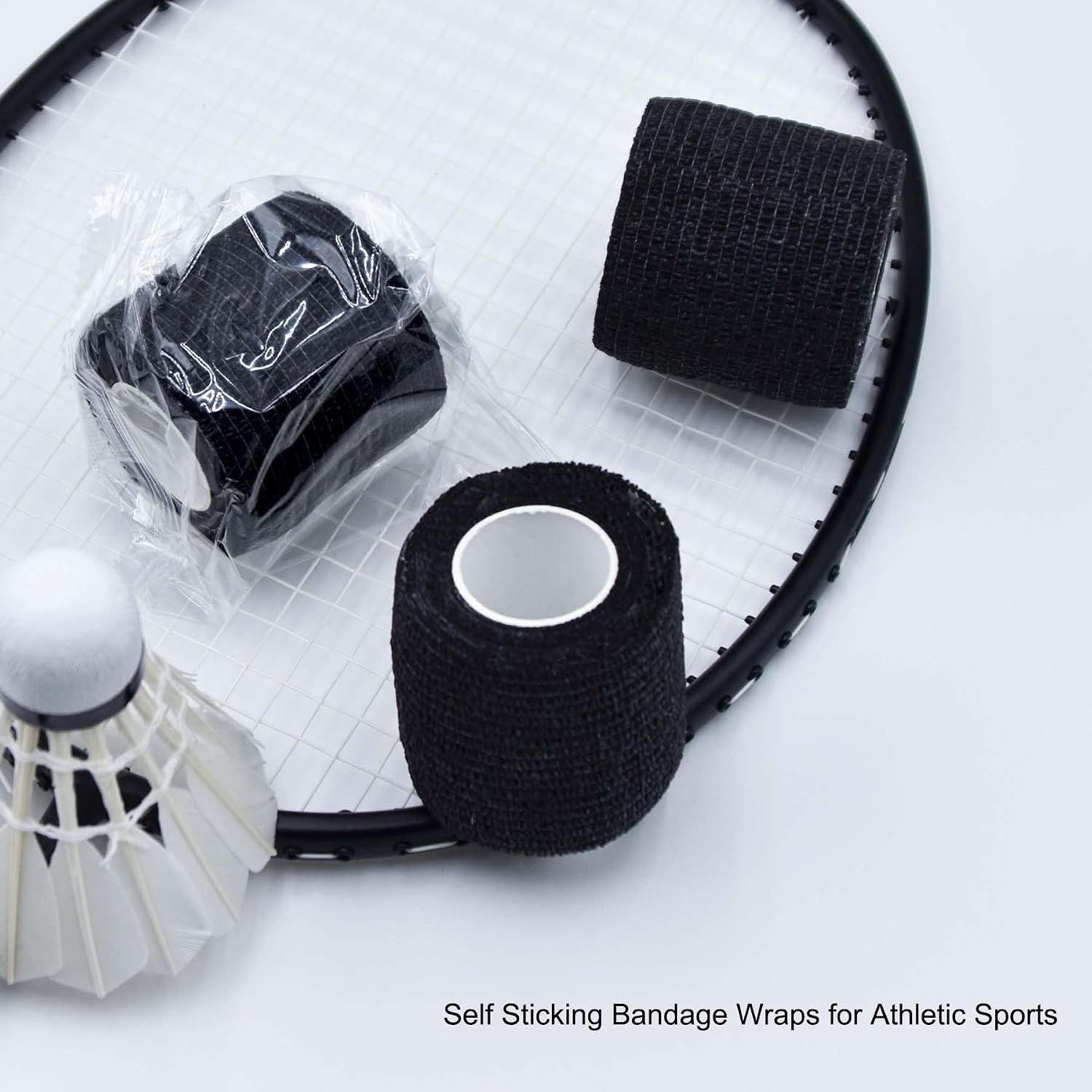 40 Rolls 2″x5yd Self-Adhesive Bandage Wrap, Black Elastic Athletic Tape