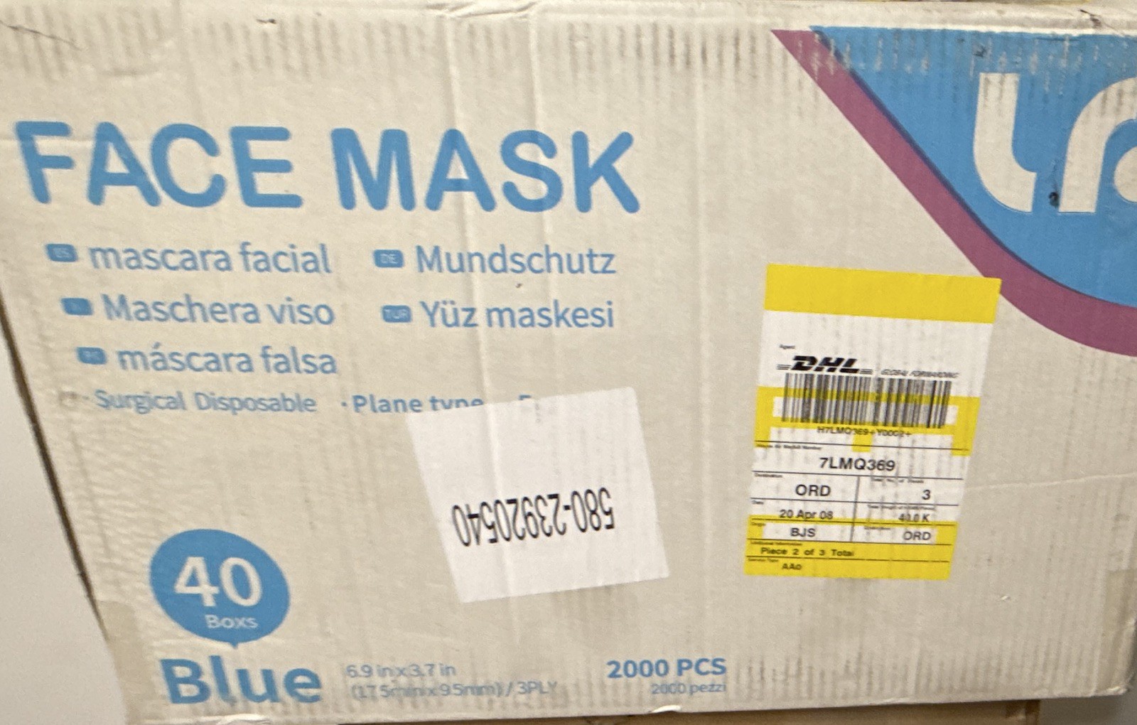 LyncMed Blue 3-Ply Disposable Ear Loop Face Masks for Dentistry, 2000 PCS