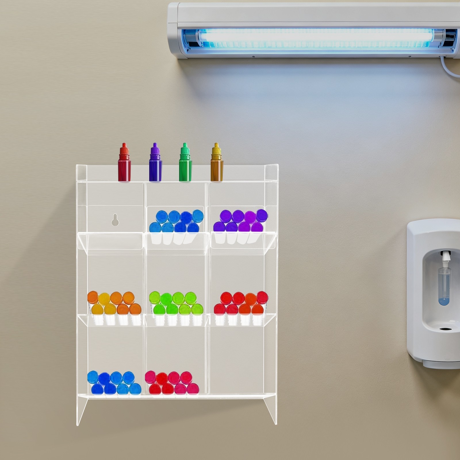 Test Tube Rack, 9 Compartment Lab Organizer, Acrylic Tube Rack, 12*5.5*16Inches