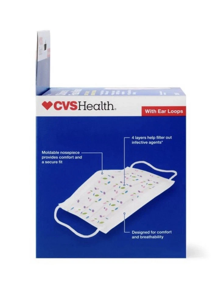 Children’s Medical Face Mask 4 Layer, CVS, 20 ct., Ages 4-12. Free Shipping