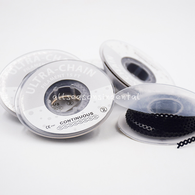 Dental Orthodontic Elastic Rubber Bands Power Chain Black Long/Short/Continuous