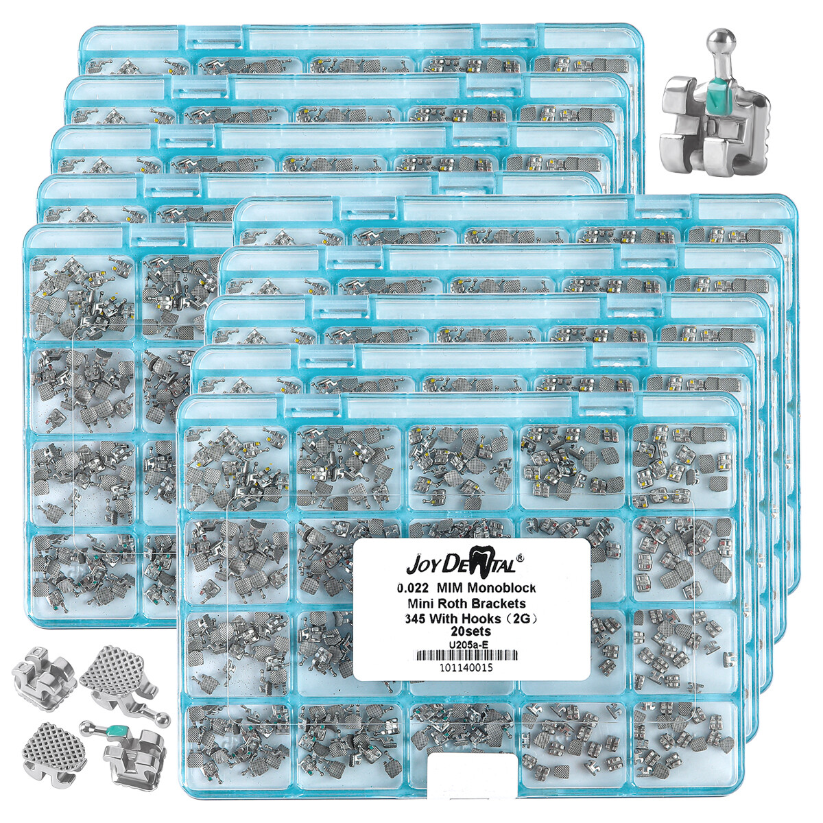 AZDENT Dental Orthodontic Brackets Braces Mini Roth/MBT .022″ 3 4 5 Hooks FDA