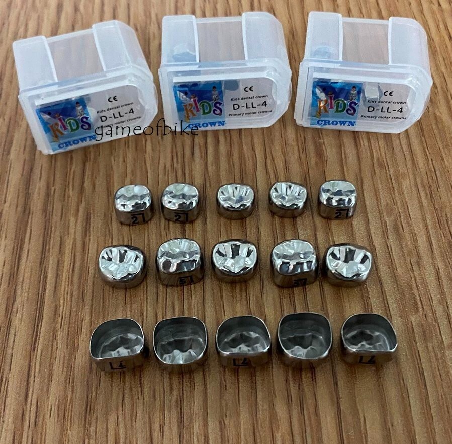 5pcs/box Dental Kids Crown Stainless Steel Primary Pediatric Teeth Molar Crowns