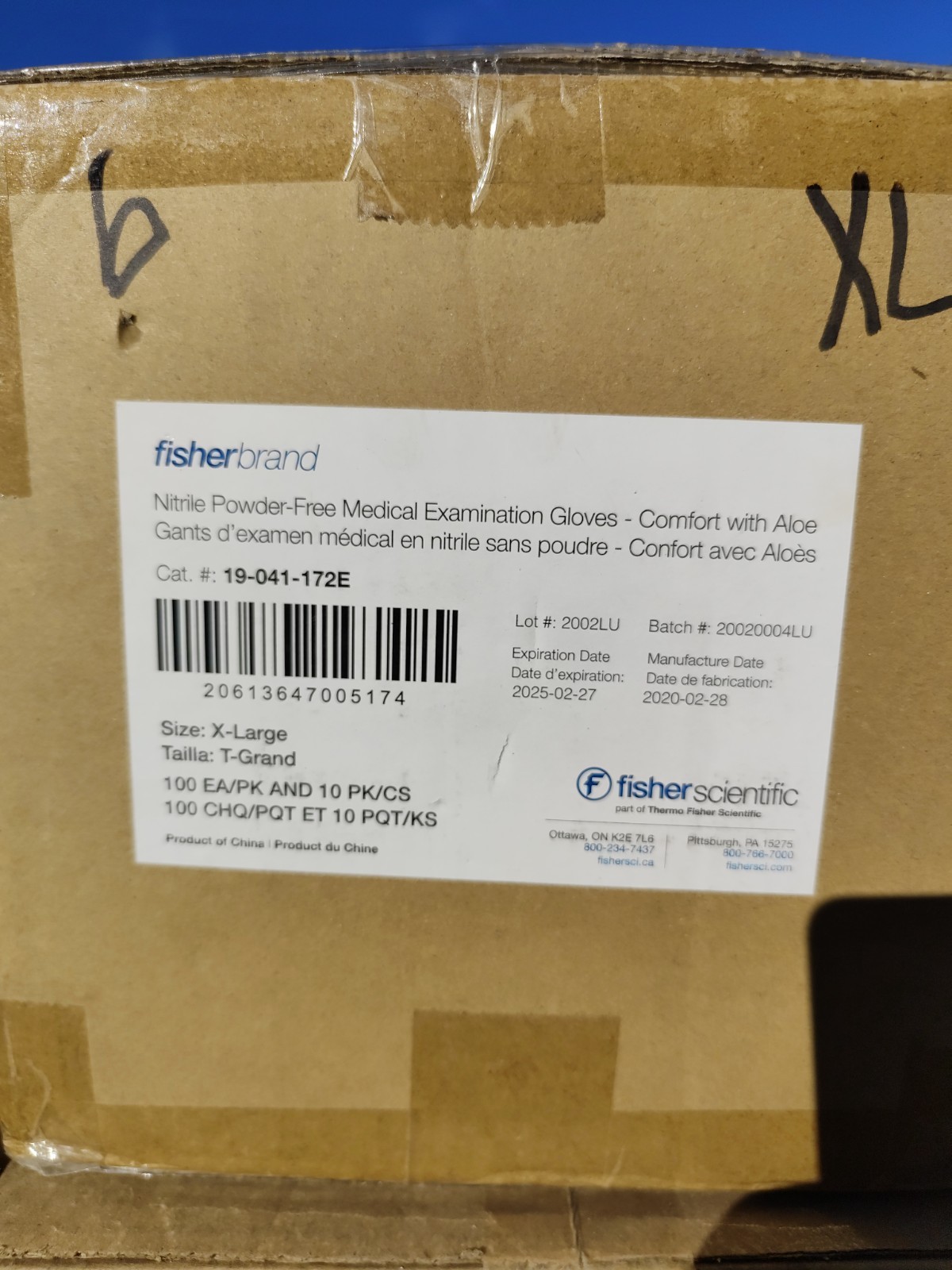 19-041-172E Fisher XL Powder Free Examination Gloves Case Of 1000 Fisherbrand