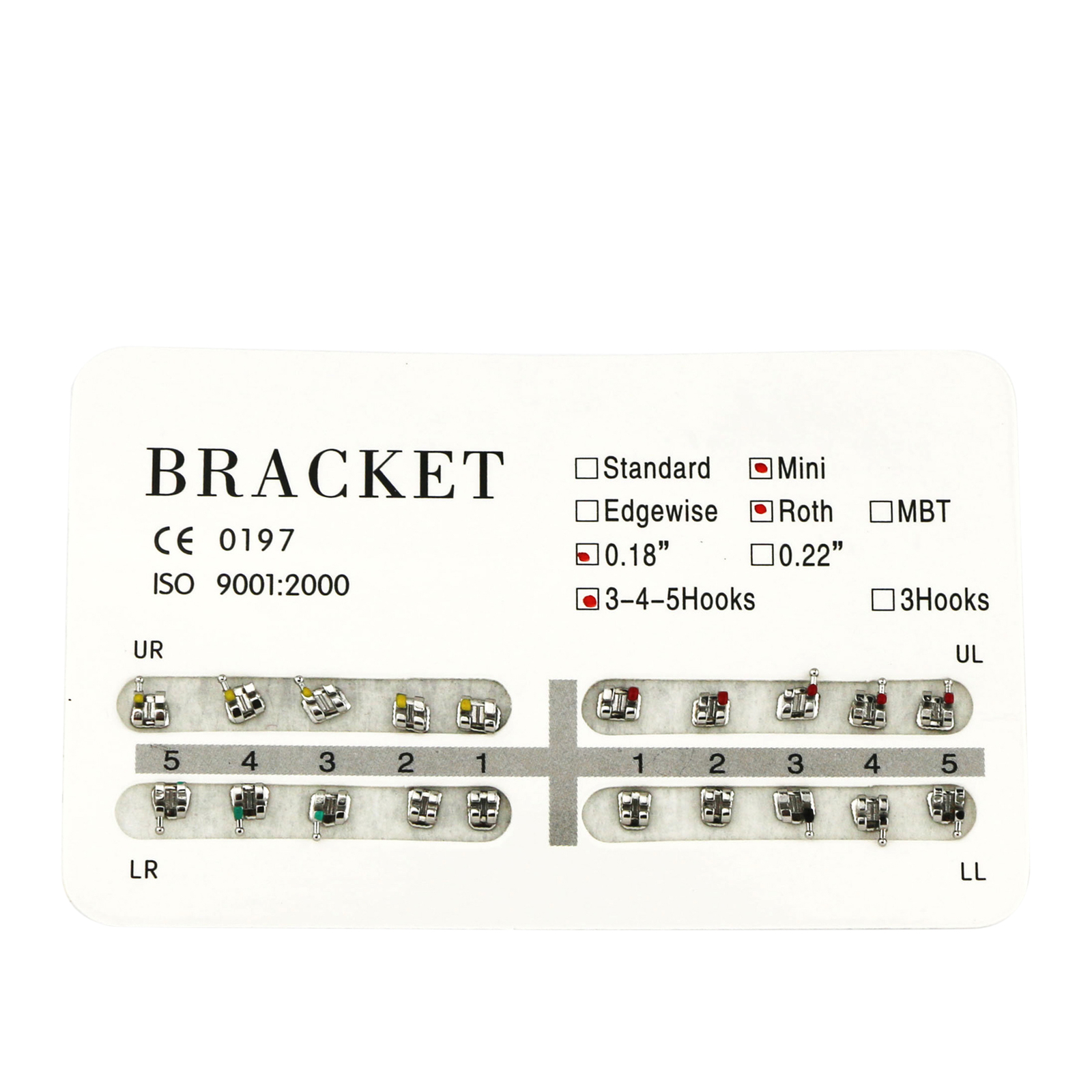 US Dental Orthodontic MIM Metal Brackets Mini Roth MBT 018 022 Slot 3 4 5 Hooks
