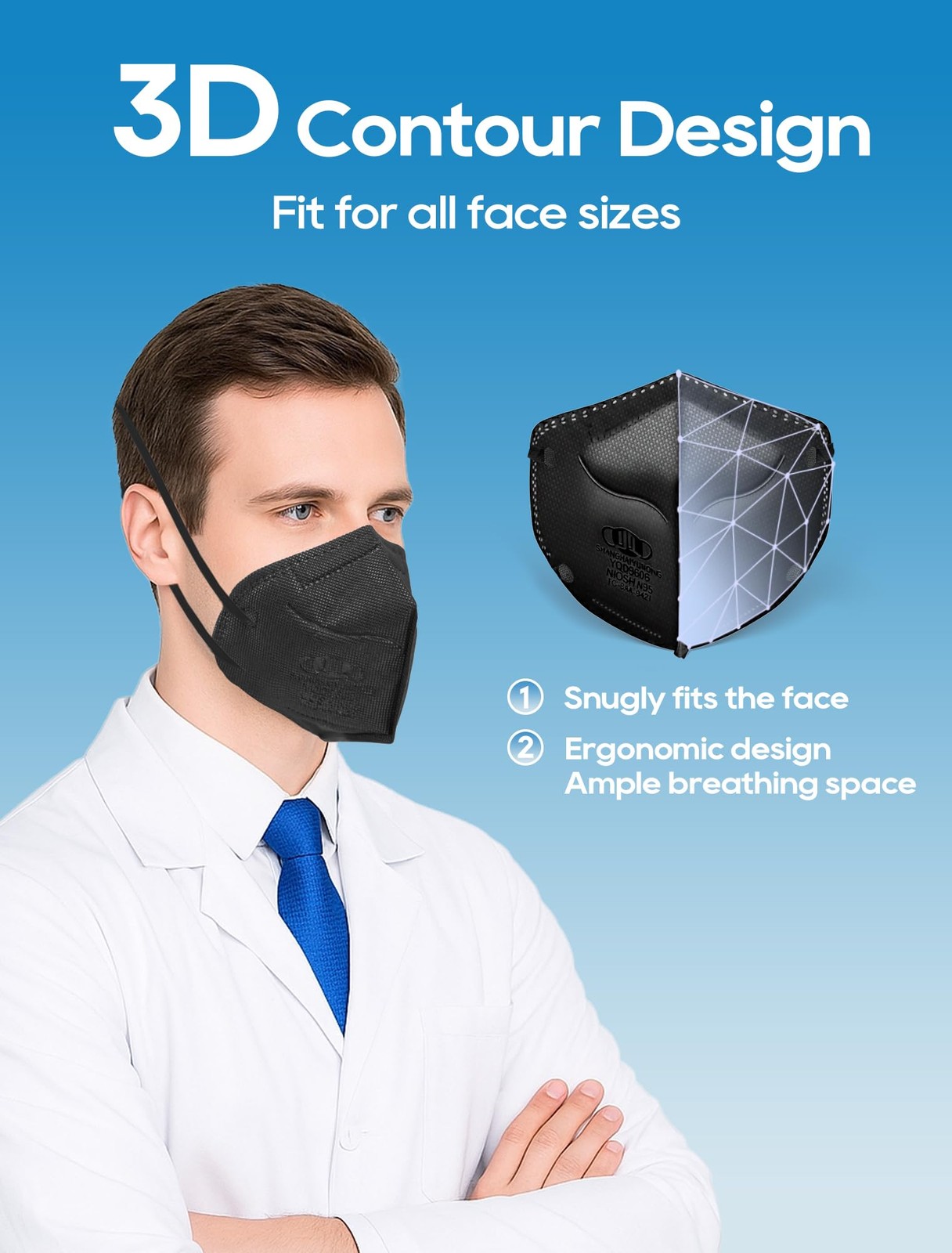 N95 Masks NIOSH Approved for Adults, 25 Pack Individually Wrapped, Particulat…