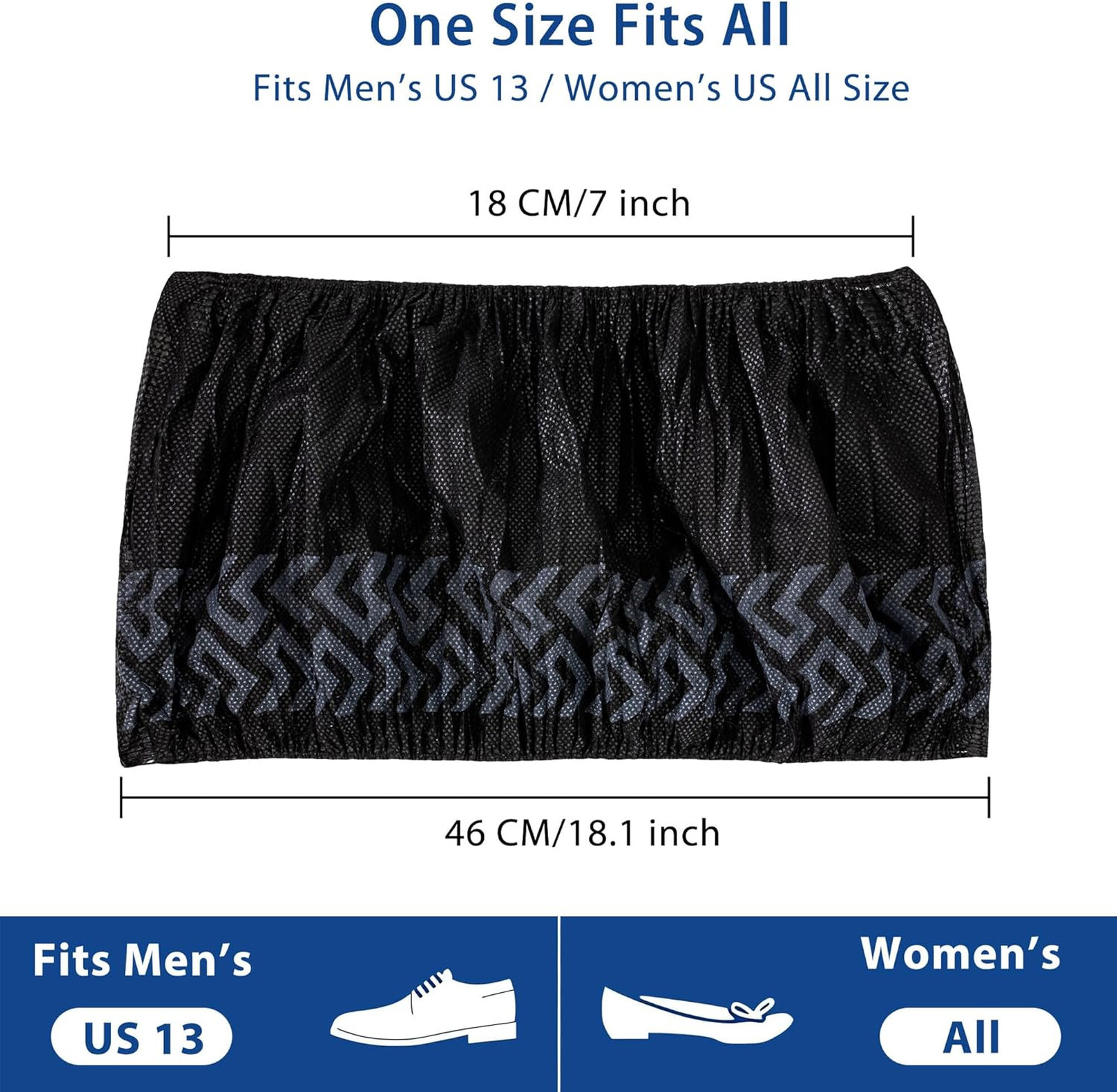 Disposable Shoe Covers X-Large Size 200 Pack Black Non-Woven Fabric