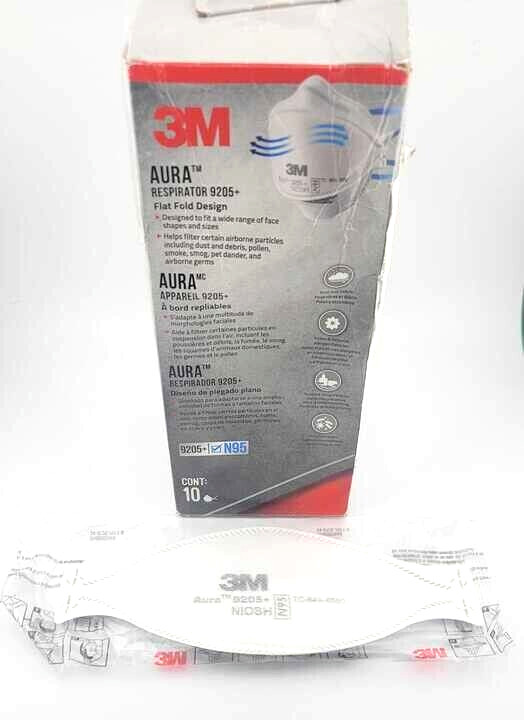 New! 9 Pack White 3M Aura 9205 N95 Particulate Respirator Face Mask – FREE SHIP!