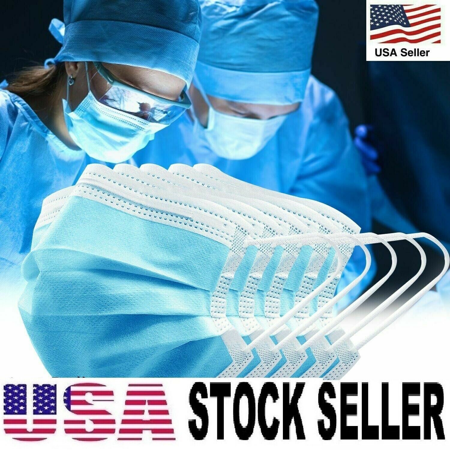 200 Pcs Disposable Medical,Surgical,Dental 3Layer Earloop Face Mask Mouth Cover