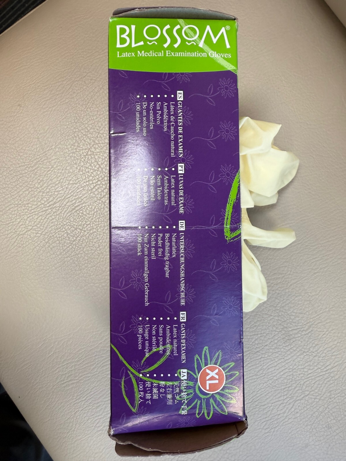 Blossom Textured Powder Free Latex Medical Exam Gloves Aloe XL 1,000 Pcs/Case
