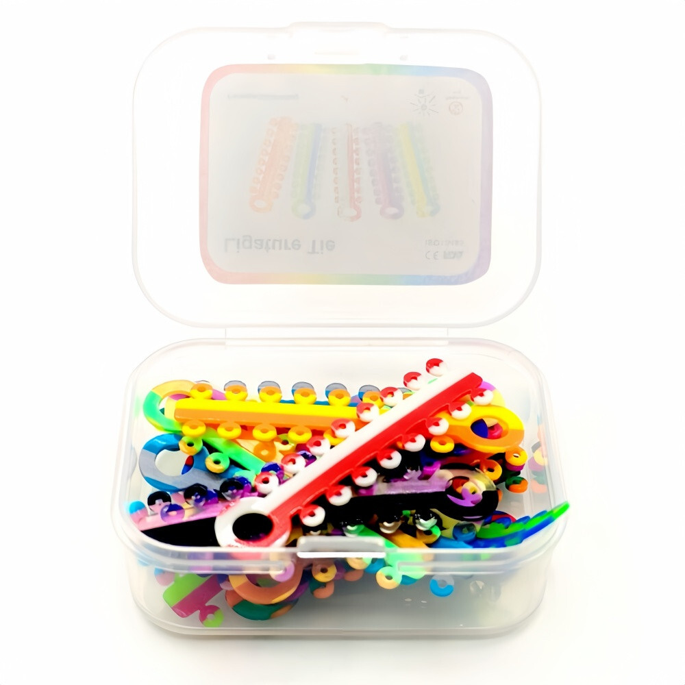 2 Sizes Dental Orthodontic Ligature Ties Elastic Rubber Band Brace Mixed Color