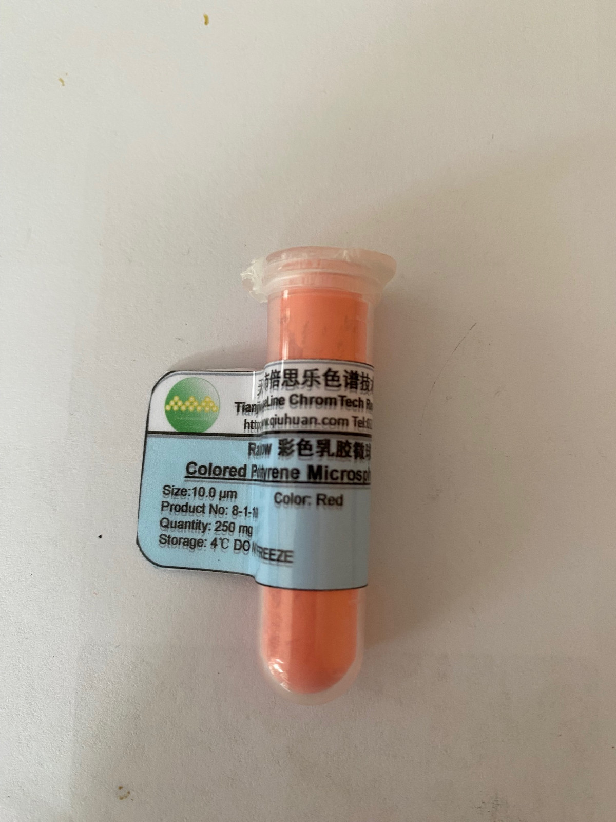 Red Colored Monodisperse Polystyrene Microspheres Size 1, 2, 5, 10, 15 um