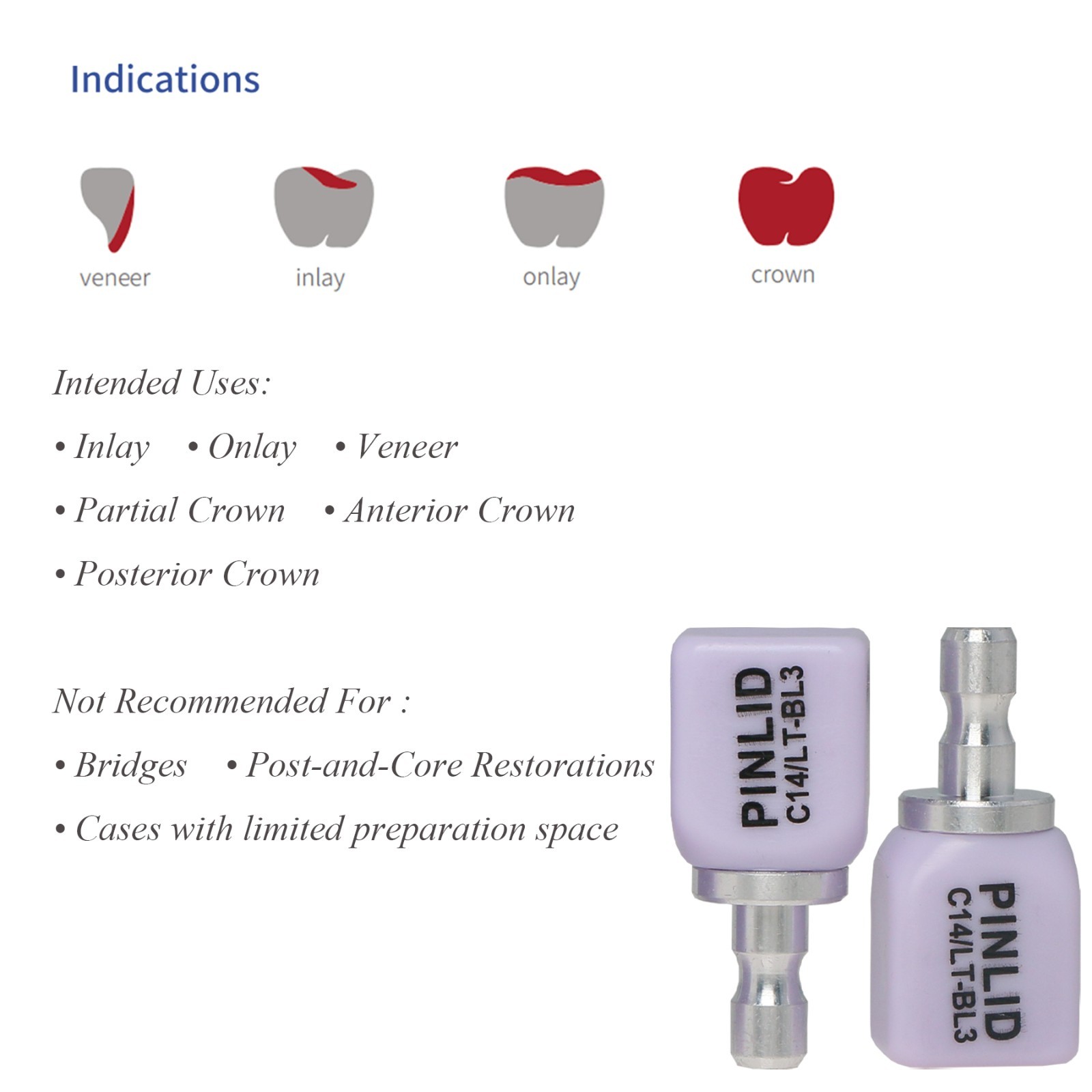 C14 LT Dental Lithium Disilicate Glass Ceramic Blocks E.Max Block Cerec CAD/CAM