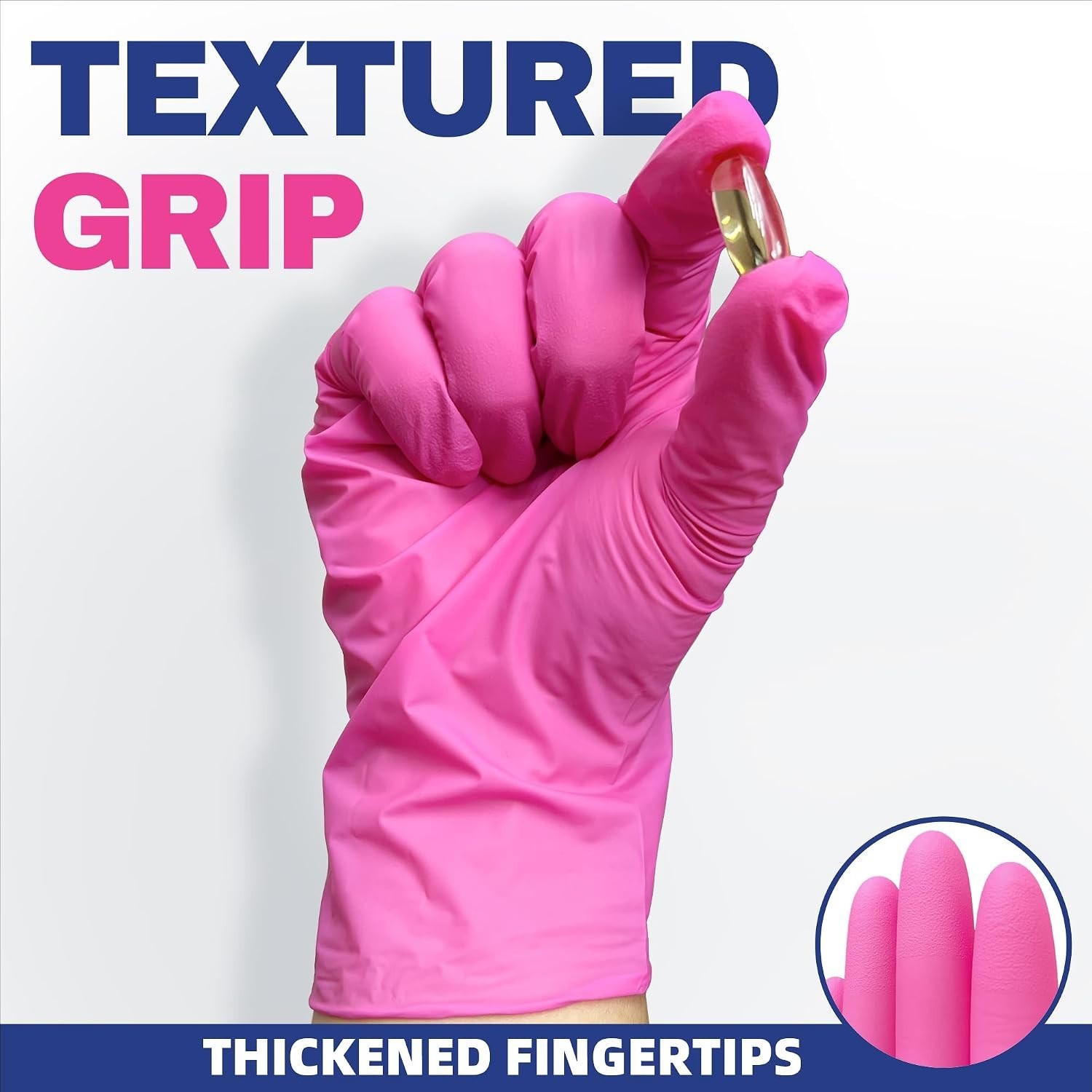100Ct Hot Pink Nitrile Gloves – 4Mil, Powder-Free, Latex-Free for Multiple Uses
