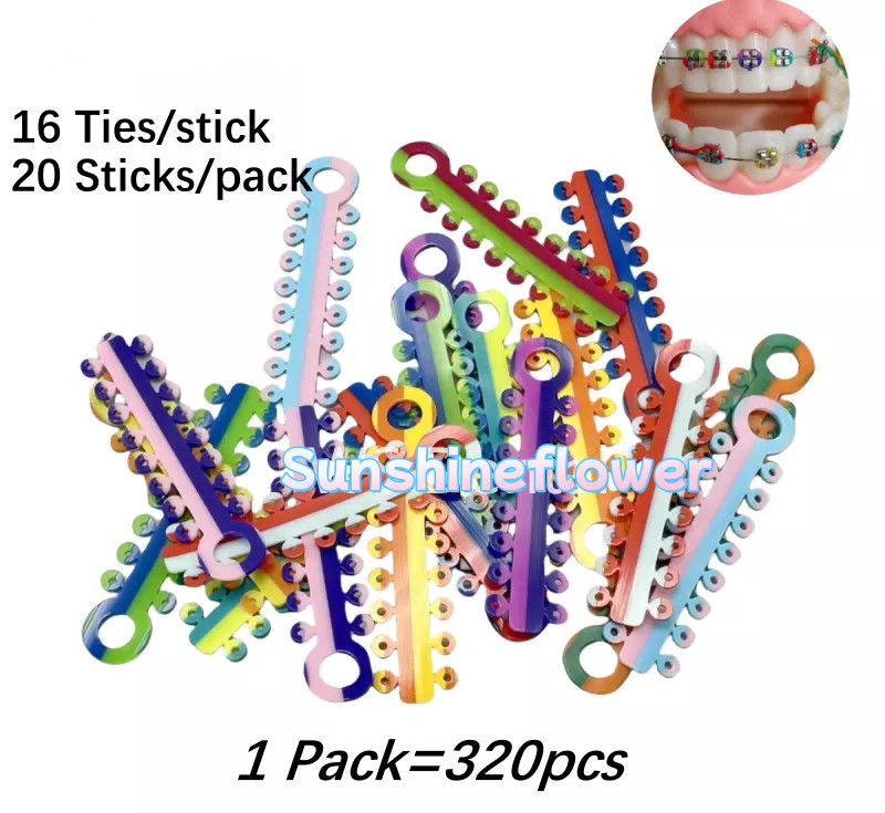 1040/320Pc Dental Ligature Ties Elastic Rubber Band Single/Double Assorted Color