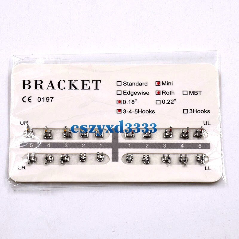 Dental Orthodontic Brackets Brace Roth/MBT/Edgewise 018/022 NO. 3/345 Hooks