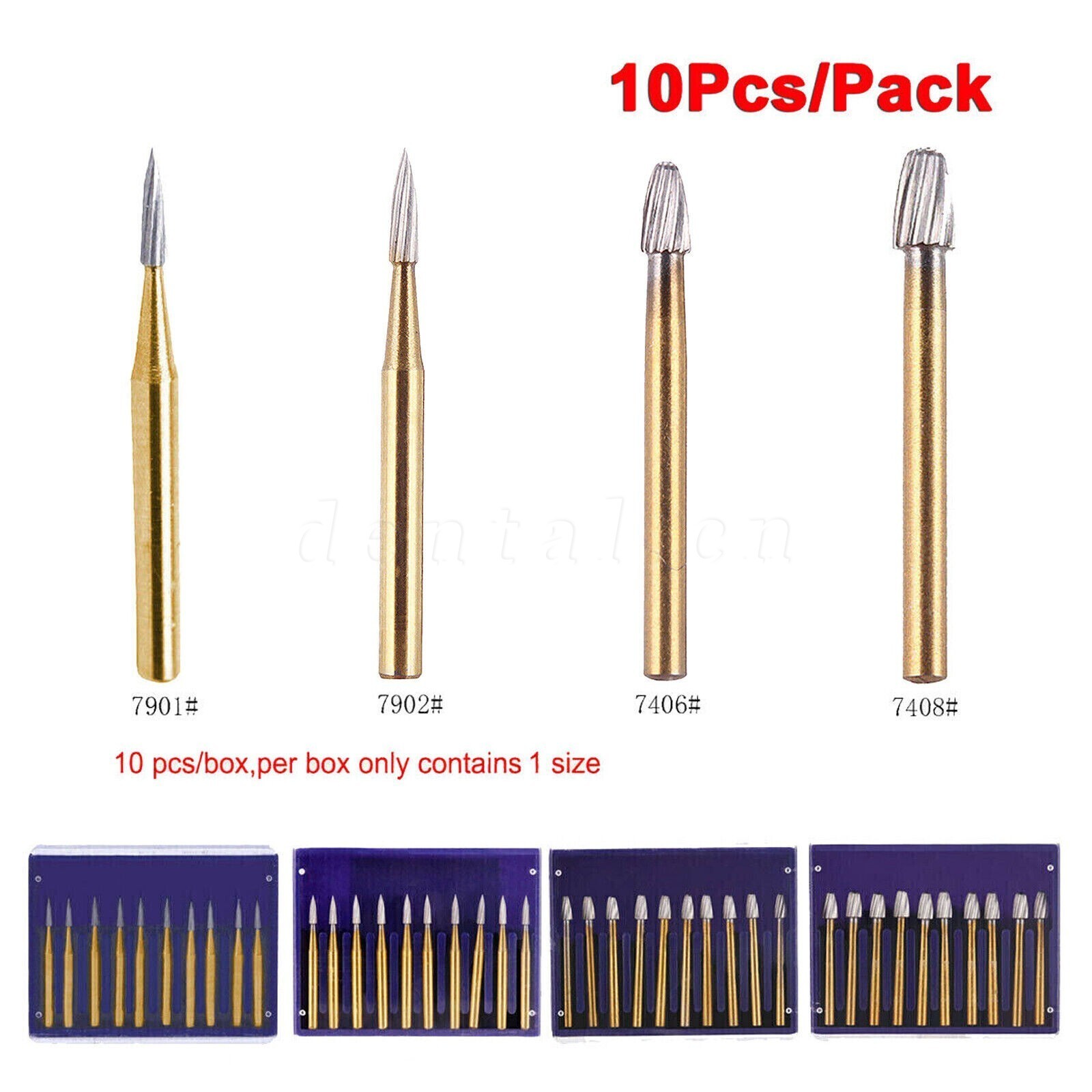 10x Dental Trimming Finishing Polishing Gold Carbide Bur High Speed FG 1.6mm